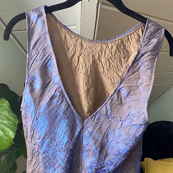 Vintage Iridescent JS Collections Formal Tank Top Purple Size 8 Festival Ready - Picture 3 of 7